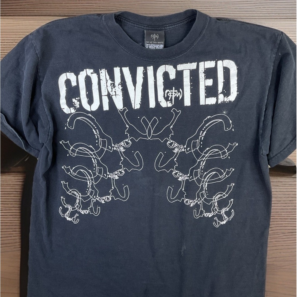 Not Of This World T-Shirt Mens L Convicted Not Condemned NOTW Black Y2K Vintage